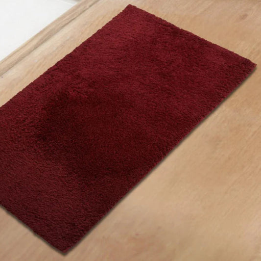 Anti Skid Crimson Wine-Dark Red 100% Drylon Large Bath Mat