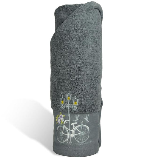 Rangoli 100% Cotton Martin 1 Bath Towel | 540 GSM, Quick Dry, Ultra Soft, Highly Absorbent Printed Hand Towel for Men/Women Luxury & Highly Absorbent Towels | Grey