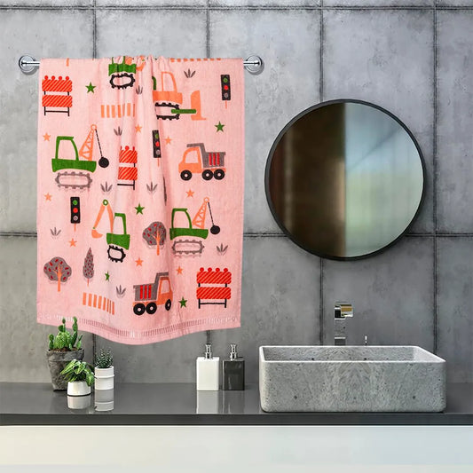 Rangoli Tracktor Kids Bath Towel, 100% Cotton 380 GSM, Towel for Bath Super Soft & Highly Absorbent, Anti-Bacterial & Anti-Odour, Towels for Kid Girls and Boys