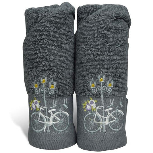 RANGOLI SOFT ABSORBENT DURABLE TOWELS 100% Cotton Martin Set of 2 Hand Towels | 540 GSM, Quick Dry, Ultra Soft, Highly Absorbent Printed Hand Towel for Men/Women Luxury Towels | Grey