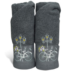 RANGOLI SOFT ABSORBENT DURABLE TOWELS 100% Cotton Martin Set of 2 Hand Towels | 540 GSM, Quick Dry, Ultra Soft, Highly Absorbent Printed Hand Towel for Men/Women Luxury Towels | Grey