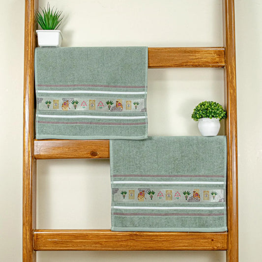 Rangoli 100% Cotton Regal Hand Towel | 460 GSM, Quick Dry, Ultra Soft, Highly Absorbent Printed Towel for Men & Women Luxury & Highly Absorbent Towels, Towel for Gym & Workout (Pack of 2)