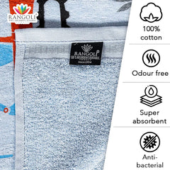 Rangoli Tracktor Kids Bath Towel, 100% Cotton 380 GSM, Towel for Bath Super Soft & Highly Absorbent, Anti-Bacterial & Anti-Odour, Towels for Kid Girls and Boys