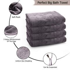Eversoft Microfiber Premium Bath Towels for Men & Women - Pack Of 4 | 2 Bath & 2 Hand Towel Set Towel Set